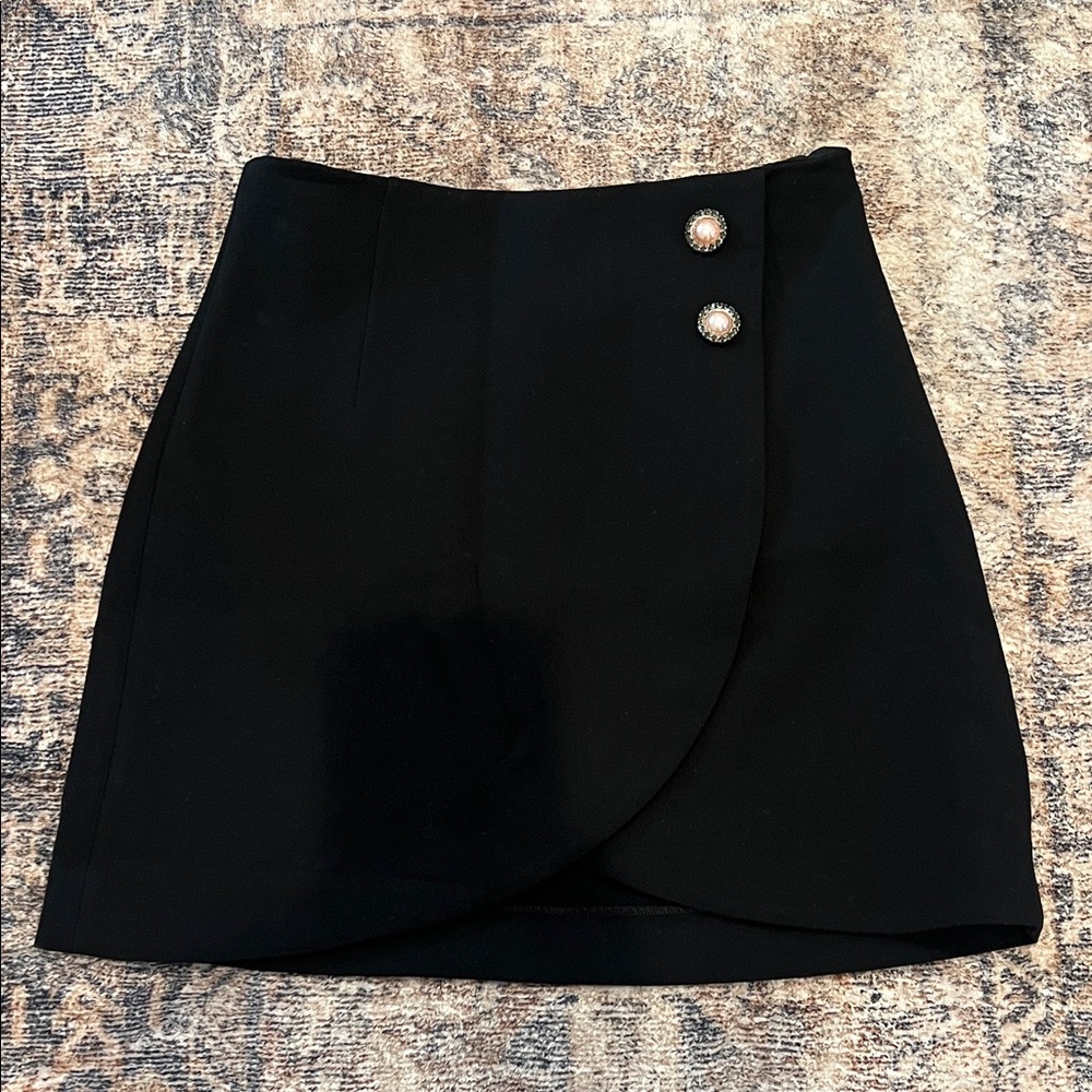 NWT Express Black Mini Skirt with Dual Button Detail